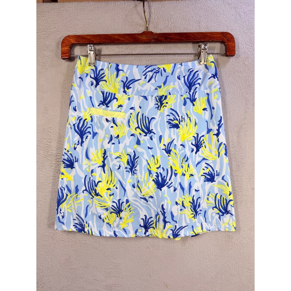 GG Blue Golf Skort Women's S Blue Yellow Coral Print Active Tennis Mini Skirt